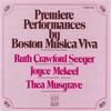 Premiere Performances by Boston Musica Viva